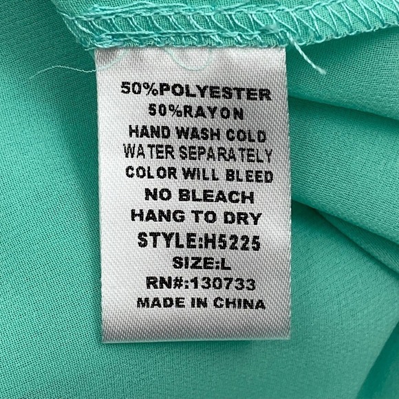 UMGEE Chiffon Crochet Turquoise Blouse Size Large - Picture 10 of 11